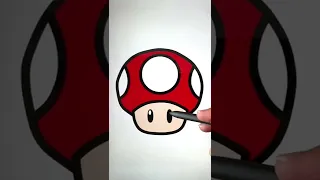 How to draw a mushroom from Super Mario 🎨👷‍♂️❤ #shorts