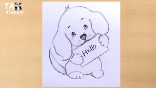 A cute puppy saying Hello pencildrawig@TaposhiartsAcademy