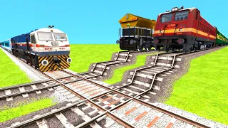 THREE TRAINS ON MOST DANGEROUS STAIR RAILWAY TRACK🔺Indian Train simulator | Railworks | TrainsFun