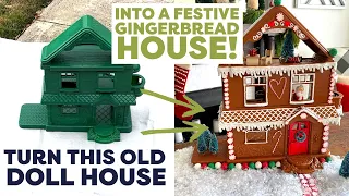 Make A Cheery Gingerbread House from an Old Doll House! | DIY Gingerbread House