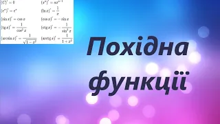 Похідна функції. Приклади знаходження похідної