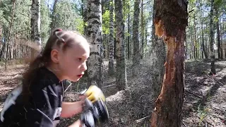 Little Girl Punches Down Tree Using Boxing Skills