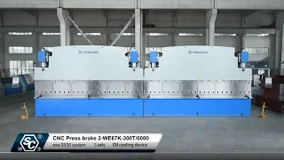 Tandem Press Brake Machine 600Ton 12 meter, CNC Press Brake Machine 2-WE67K-300T/6000 3+1axis