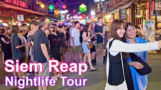 Cambodia Nightlife @Pub Street Night Tour | Siem Reap Trip 4K Walk