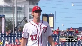 MIA@WSH: Strasburg fans ten over seven innings work