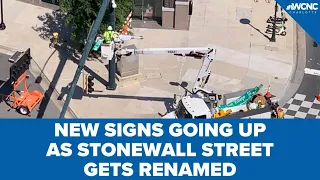 Crews swapping out Stonewall Street signs in Charlotte
