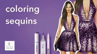 Fashion Tutorial: Coloring a sequin dress with Copic Markers