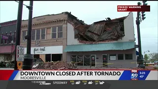 Part of downtown Mooresville closed due to tornado damage