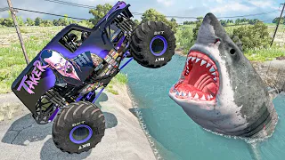 Monster Trucks Attack - crushing cars, crashes, stunts, jumps, racing, fails - BeamNG Drive Game