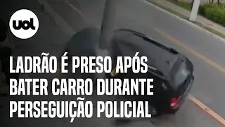 Ladrão é preso após bater carro durante perseguição policial em São Paulo; veja vídeo