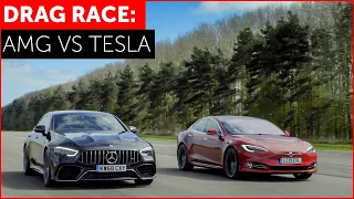 Tesla Model S P100D vs Mercedes-AMG GT 63 4-Door Drag Race