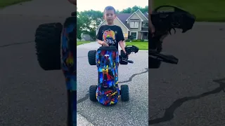 Huge RC Truck-TRAXXAS Xmaxx-how big is it compared to my kids? #shorts