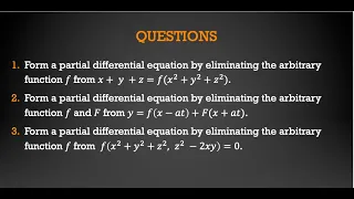 Formation of PDE | Elimination of Arbitrary Function | Questions