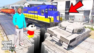 Franklin and Shinchan STOP The Uncontrolled Train Enter in LOS SANTOS with Help of Army IN GTA V