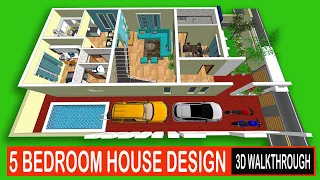 Modern 5 bedroom duplex house designs-bungalow type-5 bhk plan-3d house tour-manis home
