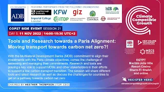 CCG COP27 Side Event 21: 'Moving Transport towards carbon net zero?!'