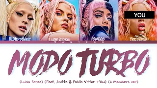 Anitta, Luíza Sonza, Pabllo Vittar (+ You) – 'MODO TURBO' (4 Members Ver.) | (Color Coded Lyrics)