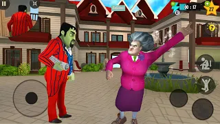 Playing as Scary Teacher Miss T in Scary Stranger 3D and trolling Francis New level