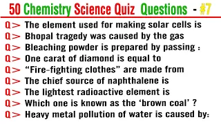 50 Science GK Quiz Questions & Answers | CHEMISTRY Science quiz MCQs | Science Trivia Quiz | Part-7