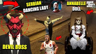 Franklin and Shinchan To Kill Annabelle And DEVIL BOSS and SERBIAN DANCING LADY in GTA 5 | (Part-1)