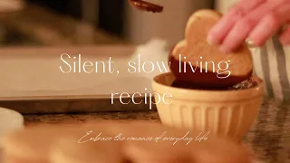 Silent, peaceful baking Valentine treats.  Slow living recipe.