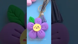 handmade flower keychain with clay  #shorts #tonniartandcraft #youtubeshorts #art