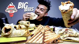 SHAWARMA HUT Cheesy chicken shawarma, tandoori chicken Pita and sandwiches MUKBANG | Akshanshu Aswal