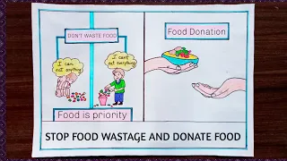 How to make Stop Food wastage poster/ Easy drawing on Stop food wasting/ Save Food drawing easy