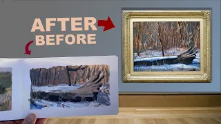 How to Turn a SKETCH Into a GALLERY PIECE! | From Gouache Urban Sketch to Oil Painting
