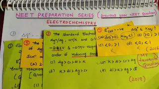 NEET preparation series 2020 ELECTROCHEMISTRY(previous NEET year questions)