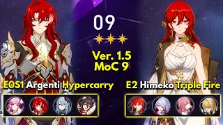 E0S1 Argenti Hypercarry & E2 Himeko x3 Fire | Memory of Chaos Floor 9 3 Stars |Honkai: Star Rail 1.5