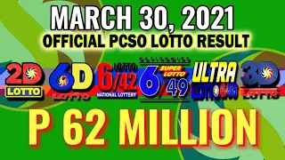 PCSO 2D, 3D, 6D, 6/42, 6/49 & 6/58 Lotto Result Today (Tuesday) March 30, 2021