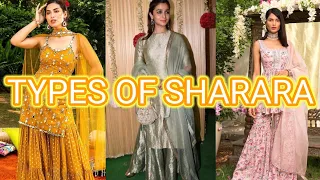 Types of sharara with name/Difference between sharara & gharara/Types of sharara suit/Sharara name