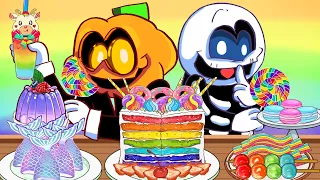 Friday Night Funkin' (feat.Skid and Pump) x Rainbow Dessert Mukbang - FNF ANIMATION MUKBANG