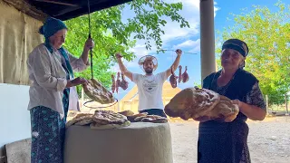 A STUNNING DAY IN THE VILLAGE! CAUCASIAN GRANDMA IS COOKING TANDOOR BREAD | BEEF IN TANDOOR RECIPE