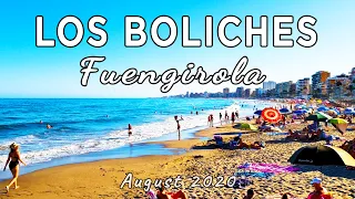 Los Boliches - Fuengirola Beach Walk in August 2020, Malaga, Costa del Sol, Spain [4K]