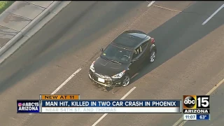 Pedestrian killed in two-car crash in Phoenix