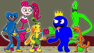 RAINBOW FRIENDS VS POPPY PLAYTIME MOMMY LONGLEGS HUGGY WUGGY & BUNZO BUNNY! Cartoon Animation