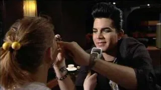 Adam Lambert gives make-up during interview, part 1/2