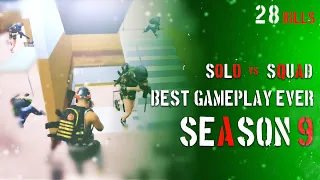 Best Squad Kills Ever!! | My New Record Season 9 | 28 Kills Solo vs Squad | Pubg Mobile