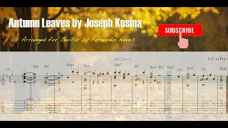 🎸 Autumn Leaves Solo Guitar [FINGERSTYLE WITH SCORE AND TAB]