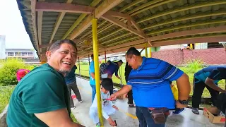 Program Gotong-Royong KV Matang - Mengecat Tiang Besi Jalan Menuju Ke Asrama Lelaki