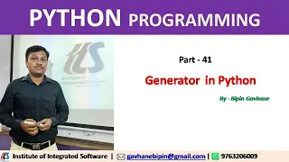 Part - 41 : Generator in Python | Yield Statement | next() method |Hindi Language