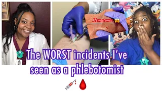 A day in the life of a phlebotomist/ THE WORST I’ve SEEN at my job + Patient bleeds out 💉& Needles