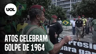 Apoiadores de Bolsonaro comemoram o golpe militar de 1964