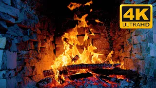 3 Hours of Relaxing Fireplace Sounds 🔥 Warm Fireplace 4K & Crackling Fire Sounds with Burning Logs