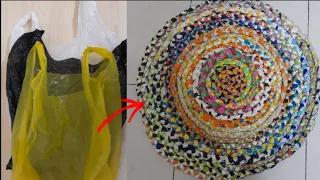 polythene mat |Rug Using plastic bag | plastic bag Reuse idea| Best out of waste| Home made mat