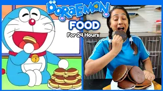 Eating DORAEMON🤪 Fav Food for 24 hours | Living Like a Cartoon Character | Food Challenge