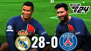 FC 24 PS5 Gameplay - PSG 28-0 Real Madrid -Ft, Messi, Ronaldo, Mbappe, Salah, Neymar, Bellingham