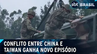 Exercícios militares chineses provocam Taiwan | SBT Brasil (23/05/24)